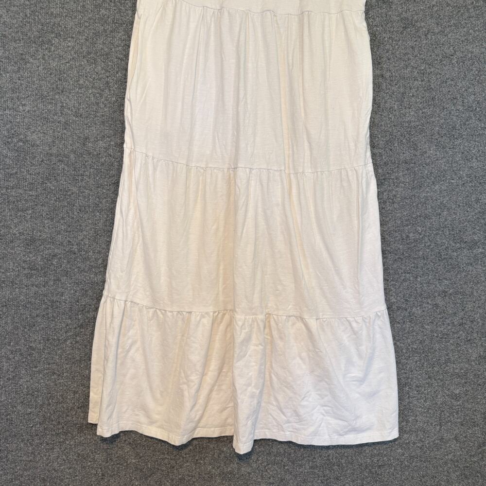 Old Navy Dress Womens Large White Tiered Maxi Cottage Core Boho Milkmaid Pocket - Picture 2 of 10